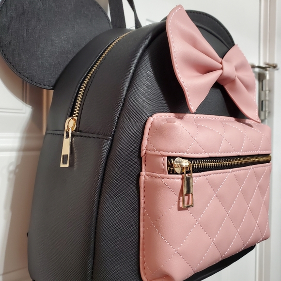 Minnie Mouse Pink Quilted Front Pocket Mini Backpack with Ears - Picture 6 of 16